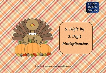 Preview of Thanksgiving 2 Digit by 2 Digit Multiplication SMART Board Game