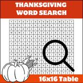 Thanksgiving 2023 Word Search 16x16 Table with the answer