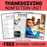 Thanksgiving Activities Nonfiction Unit + FREE Spanish