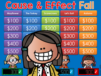 Preview of Cause and Effect - Thanksgiving/Fall Jeopardy Style Game GC Distance Learning