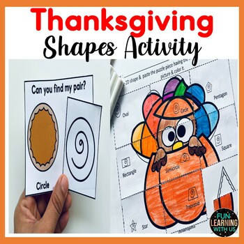 Preview of Thanksgiving 2D Shapes Activity | Pumpkin Pie Shapes Puzzle 