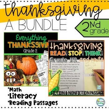 Preview of Thanksgiving 2nd Grade Bundle with Reading Passages and More