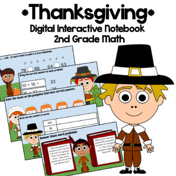 Preview of Thanksgiving 2nd Grade Google Slides | Math Skills Review