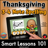 Thanksgiving 3-4 NOTE SPELLING TREBLE BOOM CARDS™ Music No