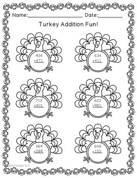 Thanksgiving 3-Digit Addition & Subtraction by MCA Designs | TpT