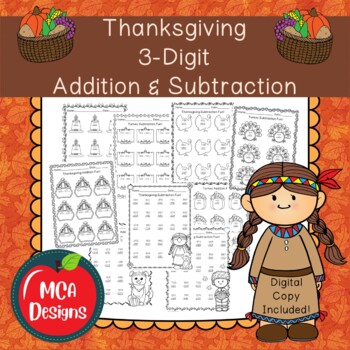 Preview of Thanksgiving 3-Digit Addition and Subtraction