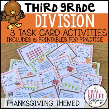 Division Task Cards: Thanksgiving by A Grace Filled Classroom | TpT