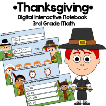 Preview of Thanksgiving 3rd Grade Google Slides | Math Skills Review