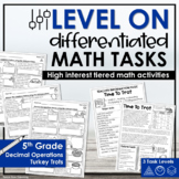 Thanksgiving Activities 5th Grade Differentiated Math Task