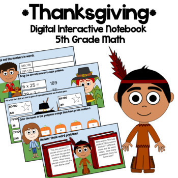Preview of Thanksgiving 5th Grade Google Slides | Math Skills Review
