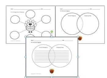 Preview of Thanksgiving 6 circle diagram and Venn diagram Graphic Organizer
