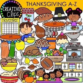 Preview of Thanksgiving A-Z Clipart for Fall Vocabulary {Thanksgiving Alphabet Clipart}