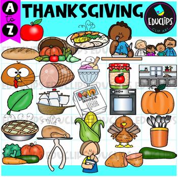 Preview of Thanksgiving A to Z Clip Art Set {Educlips Clipart}