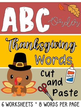 Preview of Thanksgiving ABC ORDER worksheet packet *No Prep Needed*
