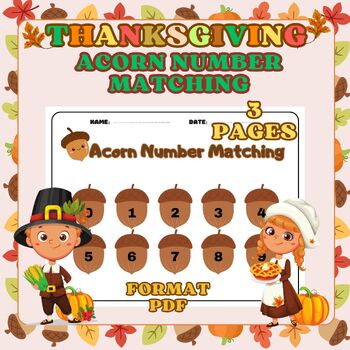 Preview of Thanksgiving Acorn Number Matching - Math Center
