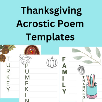 Preview of Fall Thanksgiving Acrostic Poem activity templates