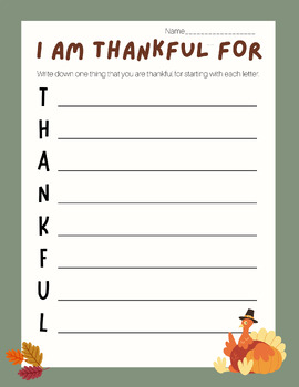 Preview of Thanksgiving Acrostic Poem