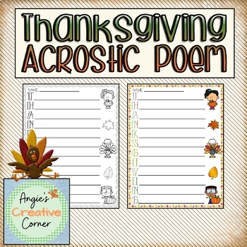 Preview of Thanksgiving Acrostic Poem