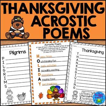 Preview of Thanksgiving Acrostic Poems | Thanksgiving Writing Activity