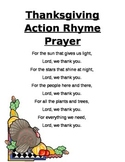 Thanksgiving Action Rhyme Prayer