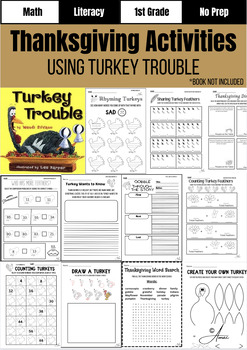 Preview of Thanksgiving Activities | No Prep Worksheets | ELAR & MATH | Substitute