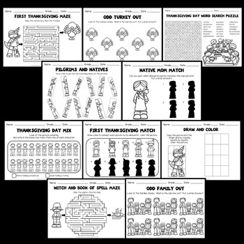 Thanksgiving Activities (Thanksgiving Worksheets Kindergarten, 1st