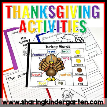 Preview of Thanksgiving Activities Printables Labeling Matching CVC Word November Kinder