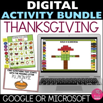 Preview of Thanksgiving Activities BUNDLE Digital Party Games Bingo Scavenger Hunt Fall Nov