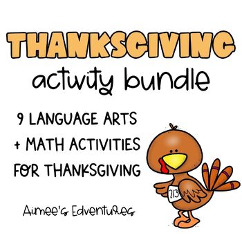 Preview of Thanksgiving Theme Activities Bundle | Themed Language Arts and Math Activities