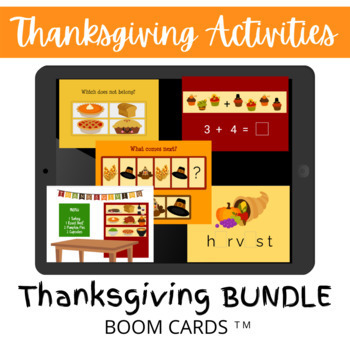 Preview of Thanksgiving Activities Bundle - BOOM CARDS Distance Learning