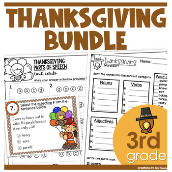 Preview of Thanksgiving Activities Bundle for 3rd Grade