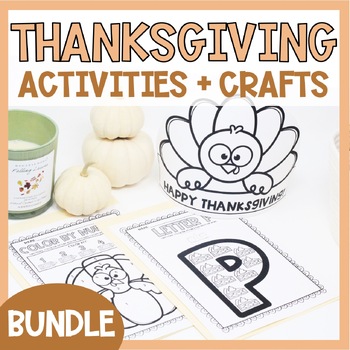 Preview of Thanksgiving Activities & Crafts for Preschoolers November Worksheet *BUNDLE