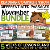 Thanksgiving Activities Differentiated Reading Comprehensi