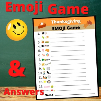 Thanksgiving Activities Emoji Game Resource Activity No Prep | TPT