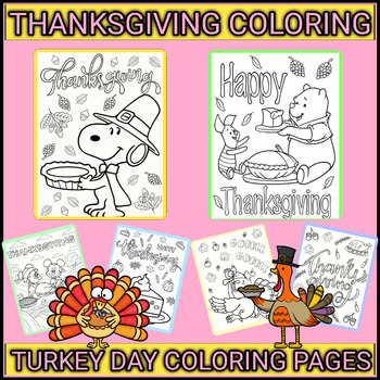 Preview of Thanksgiving Activities - Fall season Turkey day Coloring - Holiday