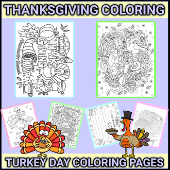 Preview of Thanksgiving Activities - Fall season Turkey day Coloring Pages