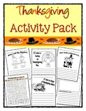 Thanksgiving Writing Activities: Kindergarten, 1st Grade, 
