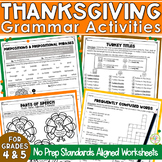 Thanksgiving Activities Grammar Practice Worksheets | November