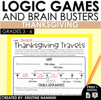 Preview of Thanksgiving Activities Logic Puzzles Brain Teasers | Early Finishers Enrichment