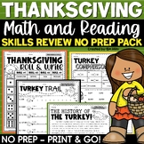 Thanksgiving Activities Math Reading Writing Worksheets November Fall No Prep 