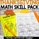 Thanksgiving Activities Math Worksheets - No Prep - 4th & 