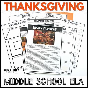 Preview of Thanksgiving Activities - Middle School English - Fiction, Writing, Grammar