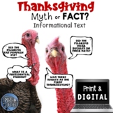Thanksgiving Activities Myth or Fact Reading Comprehension