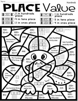 thanksgiving activities place value worksheets color by number worksheets