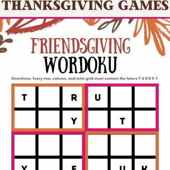 Thanksgiving or Friendsgiving Guess What Game Picture Quiz 