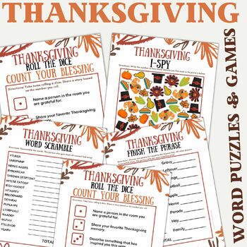 Thanksgiving Activities | Puzzles & Games | Classroom Party Fun ...