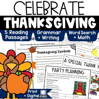 Preview of Thanksgiving Activities Reading Passages Writing Math I am Thankful for Turkey