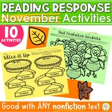 Thanksgiving Activities Reading Response Sheets for NONFIC