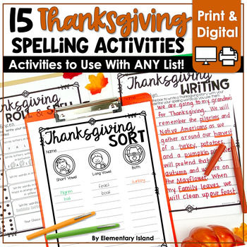 Preview of Thanksgiving Activities Spelling Templates for ANY List | Thanksgiving Spelling