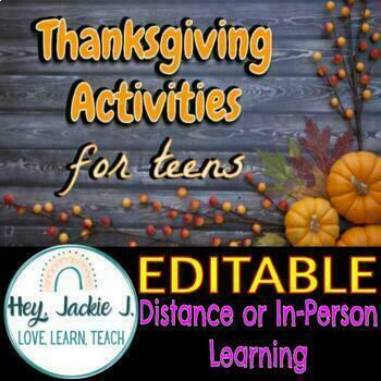 Preview of Thanksgiving Activities Teens Middle High School Google Slides Edit Avid FUN!